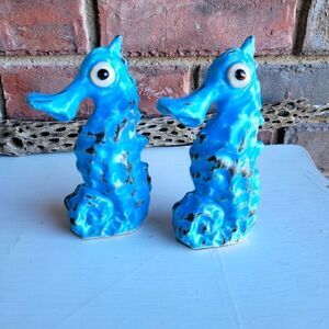 Vintage MCM Rare Studio Pottery Anthropomorphic Seahorse Figurines - Kitschy
